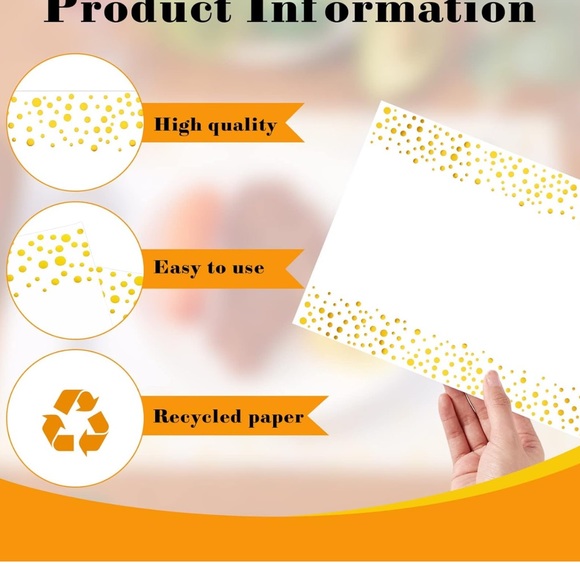 Telling 100 PCs gold papers mats for wedding, shower and birthday party - Picture 3 of 9
